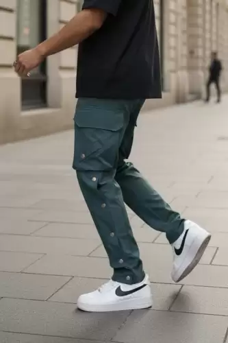 Pantaloni de trening cargo  verzi  conici Y013 O4-3.1