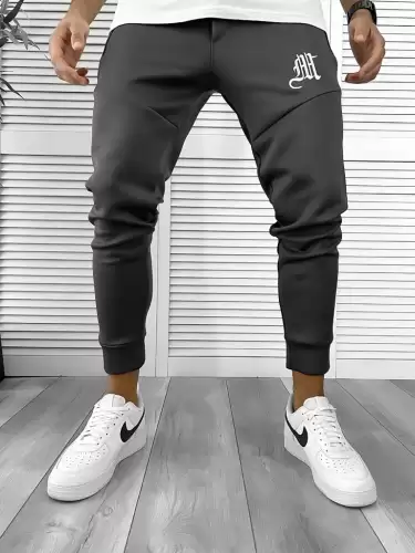 Pantaloni de trening gri inchis silon conici 12375 P18-2.3