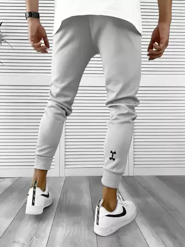 Pantaloni de trening gri silon conici 12379 102-4