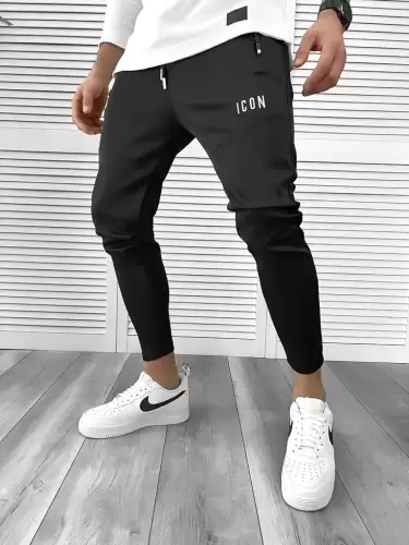 Pantaloni de trening negri conici 10209 87-4.1