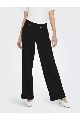 Pantaloni negri lejeri cu elastic la talie si buzunare laterale