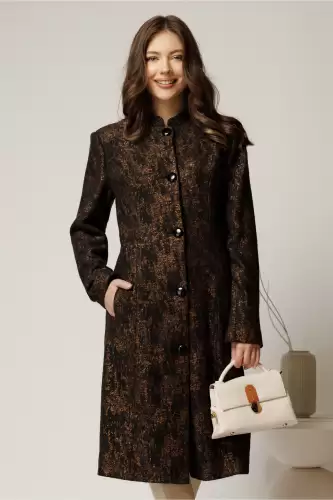 Pardesiu din lana negru caramiziu cu guler tunica