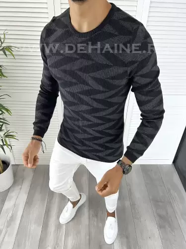 Pulover barbati gros gri slim fit T3704 3-3 -T50-5