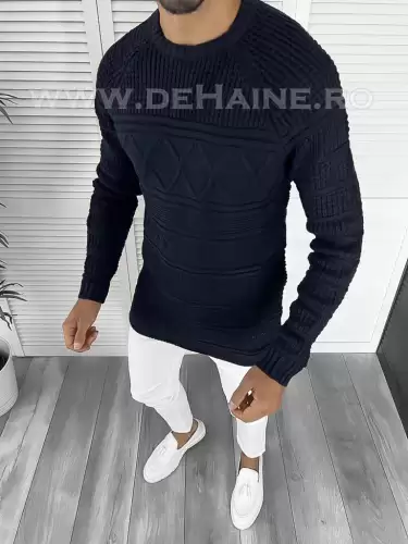 Pulover barbati gros slim fit bleumarin T3614 I3-1.1
