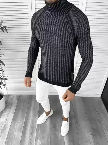 Pulover barbati gros slim fit bleumarin T3712  i15-5.1