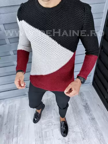 Pulover barbati gros slim fit bordo T3602  97-4.1