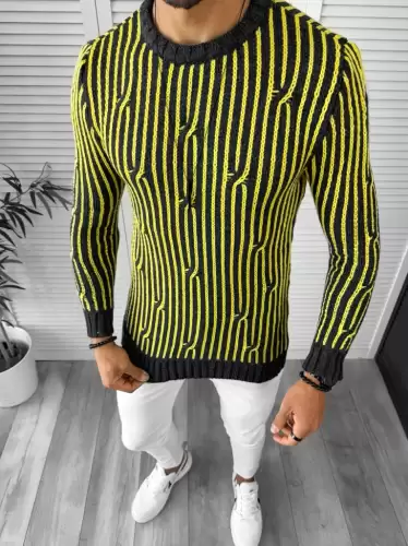 Pulover barbati gros slim fit gri inchis T3575 102-2