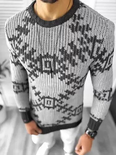 Pulover barbati gros slim fit gri ZR T3623  i7-4 / S3*