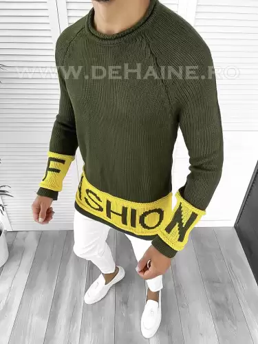 Pulover barbati gros slim fit kaki ZR T3580 102-5