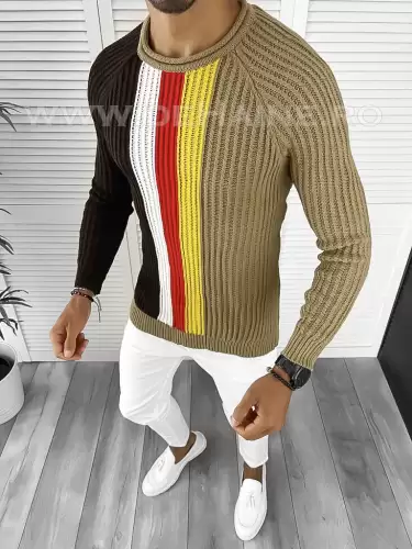 Pulover barbati gros slim fit maro T3578 113  U1*