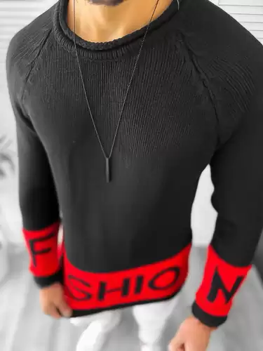 Pulover barbati gros slim fit negru ZR T3580 i6-1.3