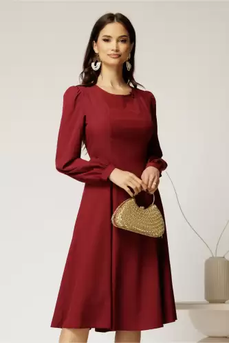 Rochie bordo eleganta de ocazie din voal in clini