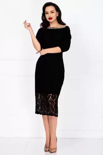 Rochie de ocazie midi din dantela neagra