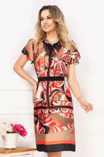 Rochie de vara din vascoza cu imprimeu geometric