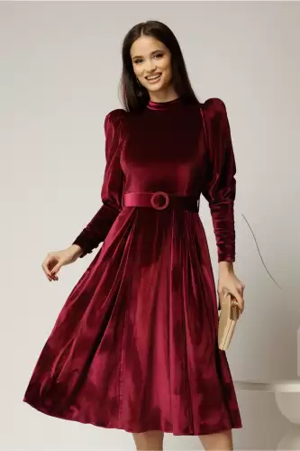 Rochie DY Fashion bordo din catifea