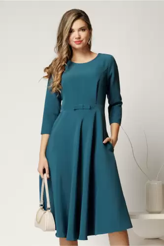Rochie DY Fashion midi office turcoaz din stofa