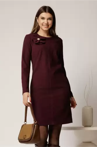 Rochie DY Fashion scurta din catifea reiata magenta