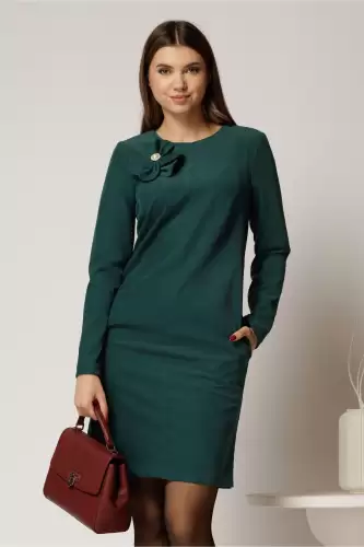 Rochie DY Fashion scurta din catifea reiata verde