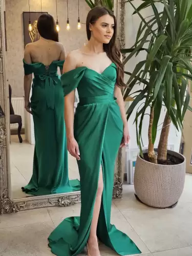 Rochie eleganta lunga din tafta verde