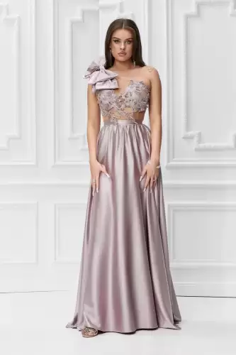 Rochie eleganta lunga vaporoasa de culoare lila