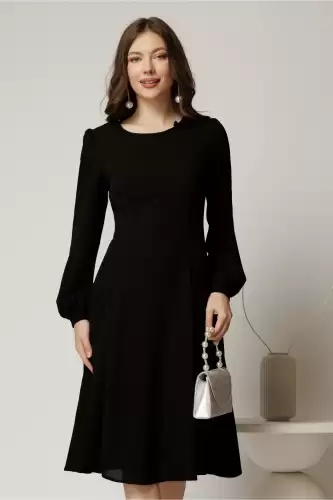 Rochie neagra eleganta de ocazie din voal in clini