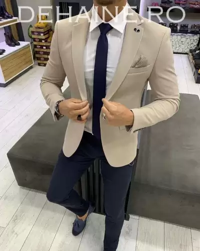 Sacou barbati bej slim fit ZR A3926 44-3.2