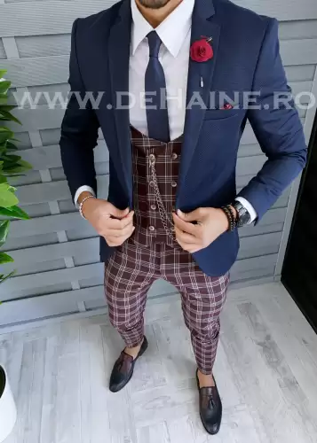 Sacou barbati bleumarin slim fit B1481 U3