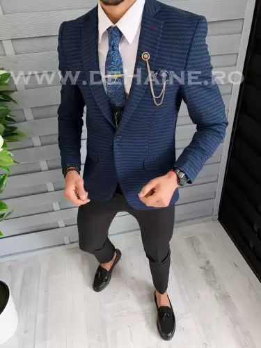 Sacou barbati bleumarin slim fit B1532  P19-4.2