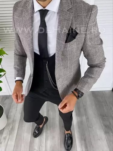 Sacou barbati in carouri slim fit 1263 P18-3.2