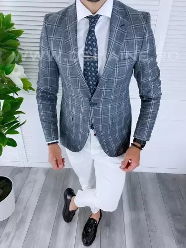 Sacou barbati in carouri  slim fit B1485   N2-7