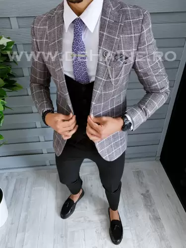 Sacou barbati in carouri slim fit B1543  D3-3.1
