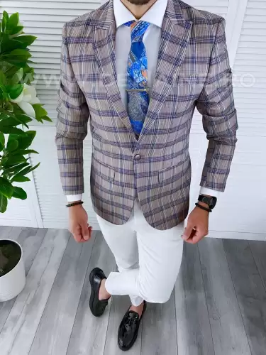 Sacou barbati in carouri  slim fit B4239 111-2