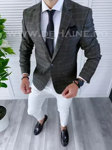Sacou barbati in carouri slim fit B4242 45-1.2