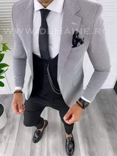 Sacou barbati in carouri slim fit B5017 12-6