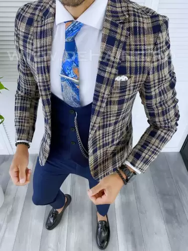 Sacou barbati in carouri slim fit B5289 12-1.2