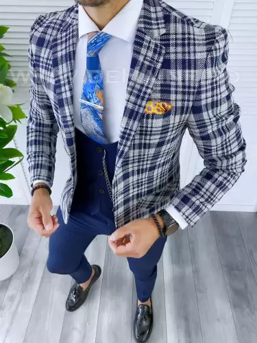 Sacou barbati in carouri slim fit B5293 12
