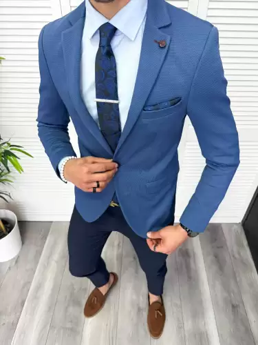 Sacou barbati slim fit albastru 11878 D3-1.4