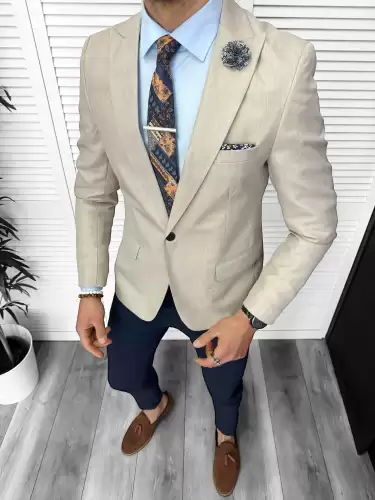 Sacou barbati slim fit  bej 11851 D3-1.1