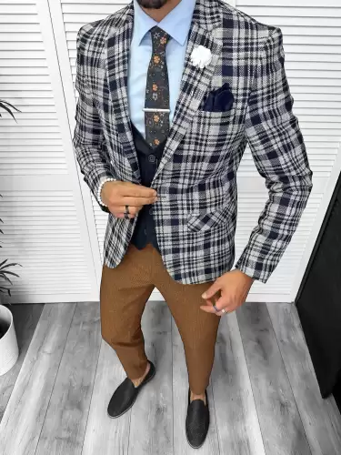 Sacou barbati slim fit bleumarin 13197  12