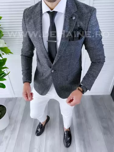 Sacou barbati slim fit bleumarin. A8742  i18-3.1