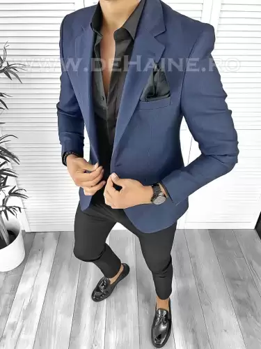 Sacou barbati slim fit bleumarin B8344 64-5
