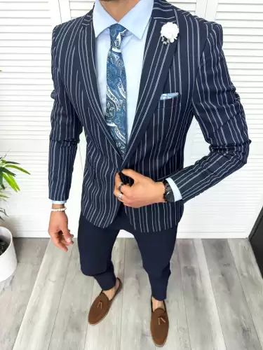 Sacou barbati slim fit  cu dungi  638 7-5.4