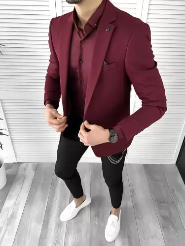 Sacou barbati slim fit grena 10323  50-4