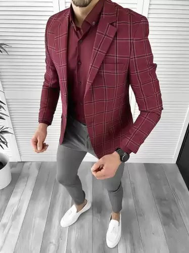 Sacou barbati slim fit grena 10324 S1-3