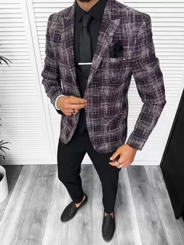 Sacou barbati slim fit grena 13197  111-3