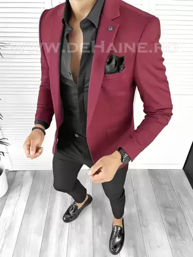 Sacou barbati slim fit grena B8339 89-5