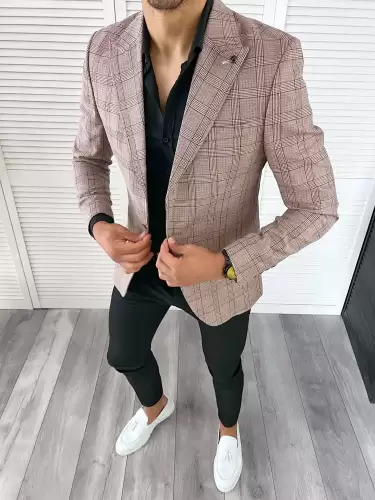 Sacou barbati slim fit in carouri 11981 P18-4.2