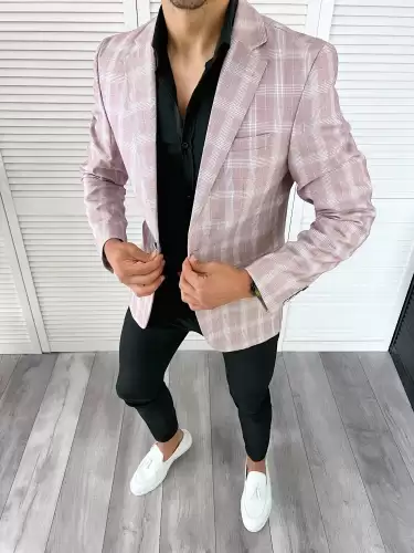 Sacou barbati slim fit in carouri 11983 D3-2.4