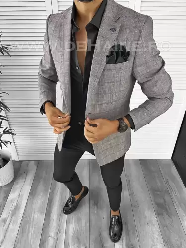 Sacou barbati slim fit in carouri B8284 P18-4.2