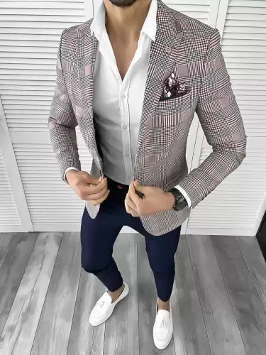 Sacou barbati slim fit rosu 732  6-1.1